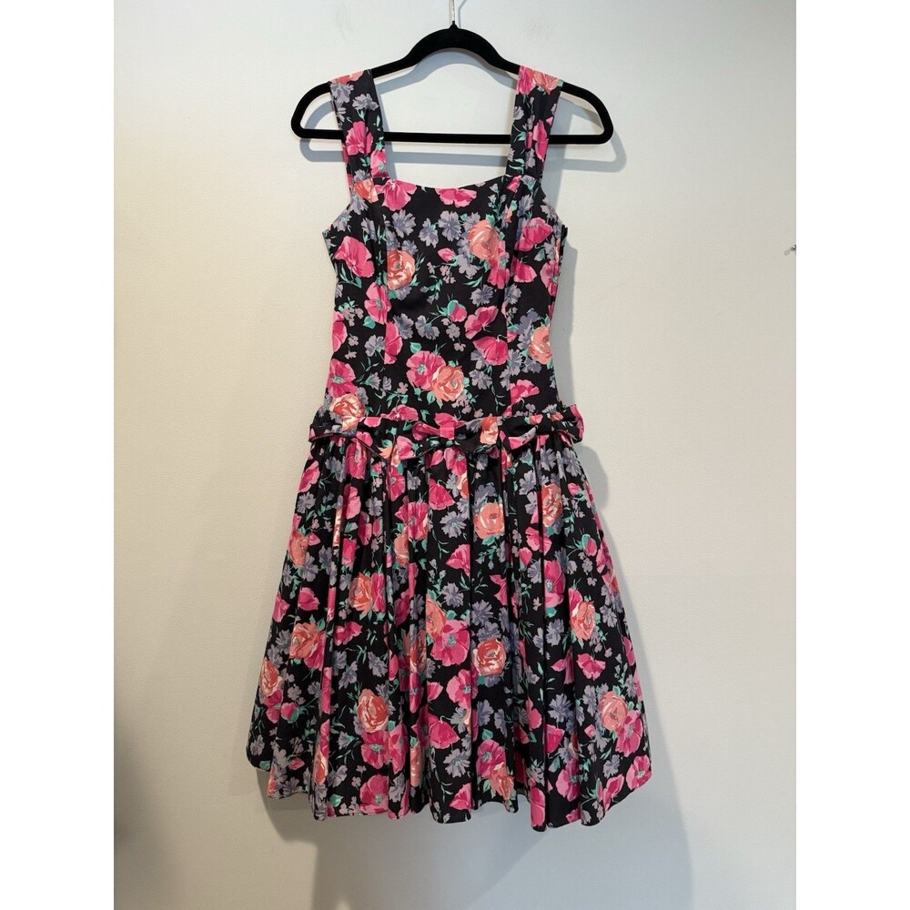 Vintage Laura Ashley Dress XS/SM Floral Drop Waist 100% Cotton Mod Twee Romantic